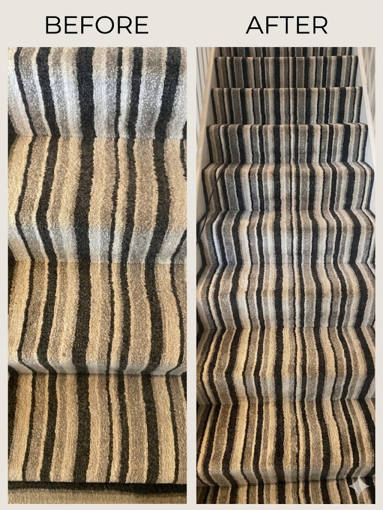 Striped Staircase Before and After Clean
